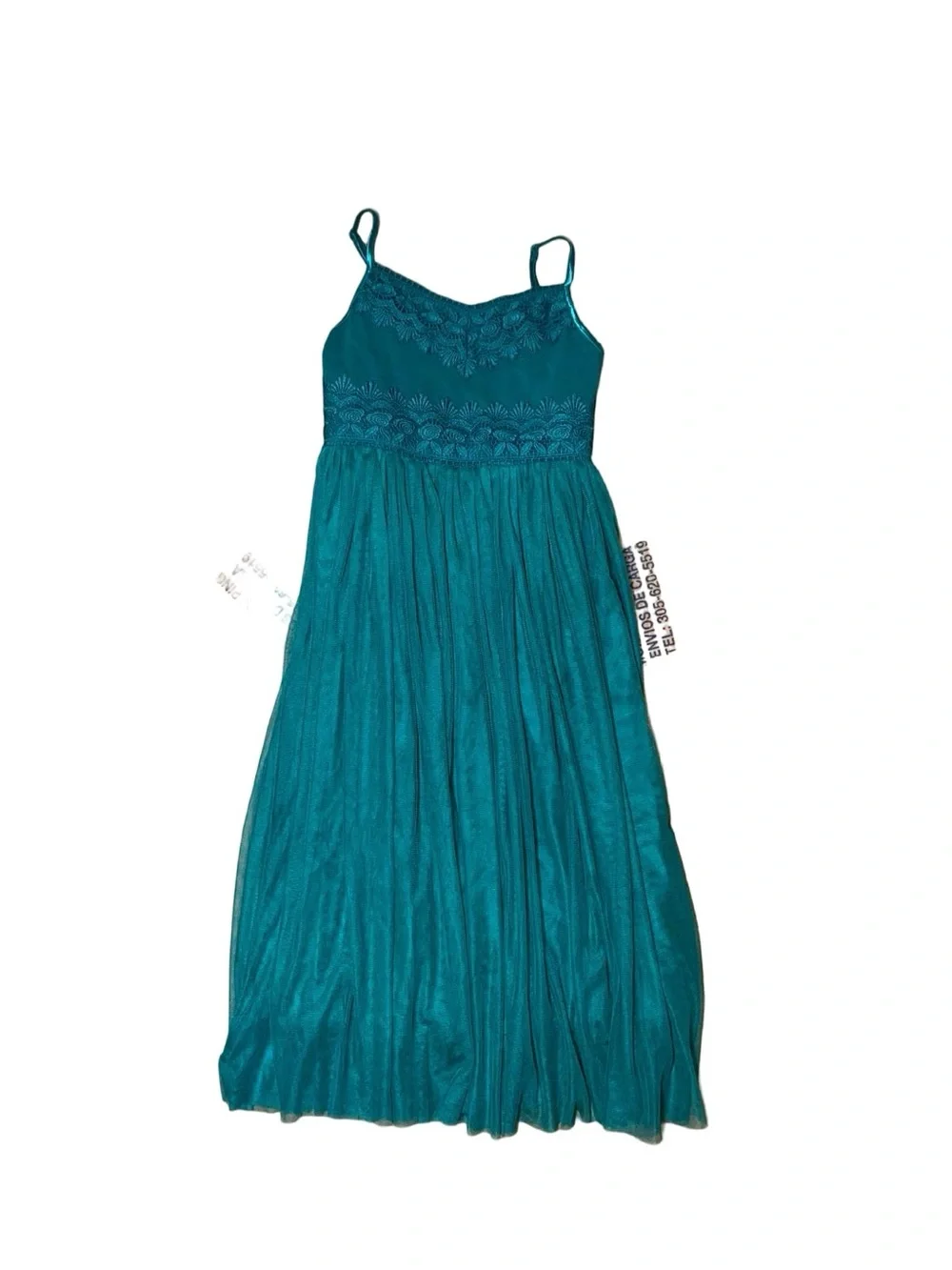 Zhenzi Teal Lace Bodice Tulle Dress for Girls